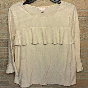 LC Lauren Conrad Ivory‎ Ruffle Top Size S